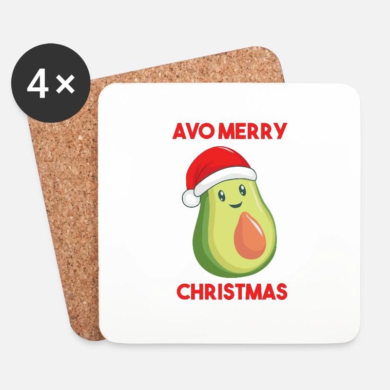 Avo Merry Christmas Avocado-Liebhaber Vegan Gift - Untersetzer (4er-Set) - Weiß
