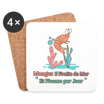 MANGEZ 5 FRUITS DE MER ET L'ÉCUME PAR JOUR - Dessous de verre (lot de 4) - blanc - Devant