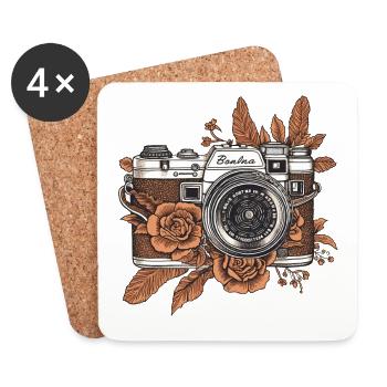 Coole Vintage Retro Kamera Boho Style braun - Untersetzer (4er-Set) - Weiß - Vorne