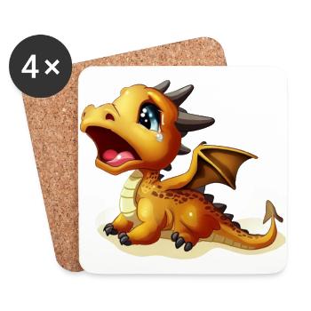 dragon qui pleur - Dessous de verre (lot de 4) - blanc - Devant
