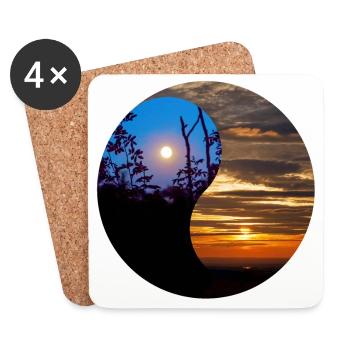Yin and Yang of day and night in nature - Coasters (set of 4) - white - Front