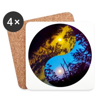 Yin and Yang of Moon and Sunlight - Coasters (set of 4) - white - Front