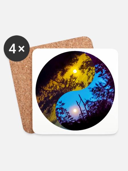Yin and Yang of Moon and Sunlight - Coasters (set of 4) - white