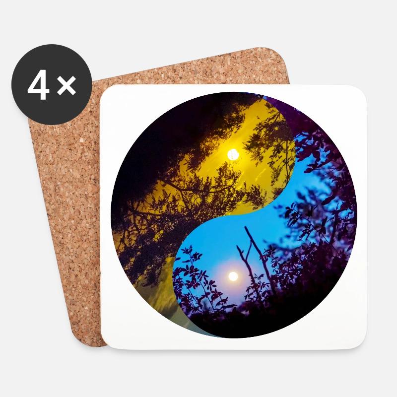 Yin und Yang von Mond und Sonnenlicht - Untersetzer (4er-Set) - Weiß