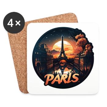 Paris et sa majestueuse Tour Eiffel - Dessous de verre (lot de 4) - blanc - Devant