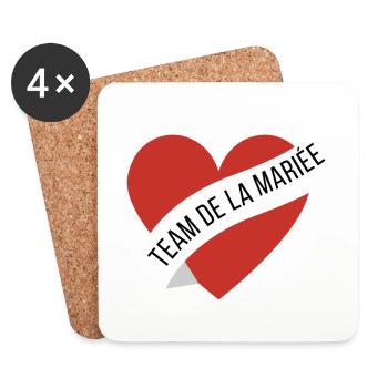 Team La mariée cœur rouge et ruban - Dessous de verre (lot de 4) - blanc - Devant