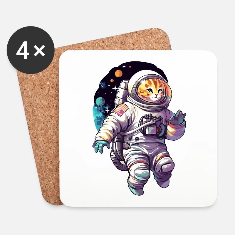 Katze Space Astronaut - Untersetzer (4er-Set) - Weiß