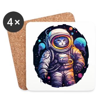 Univers des astronautes de l’espace Cat - Dessous de verre (lot de 4) - blanc - Devant