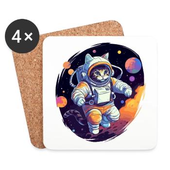 Cat Space Astro - Coasters (set of 4) - white - Front