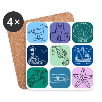 North Sea Baltic Sea Lighthouse Moin Frieslad Meer Urlau - Coasters (set of 4) - white - Front