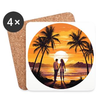 Beach Sunset - Coasters (set of 4) - white - Front