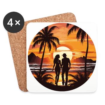 Beach Sunset - Coasters (set of 4) - white - Front