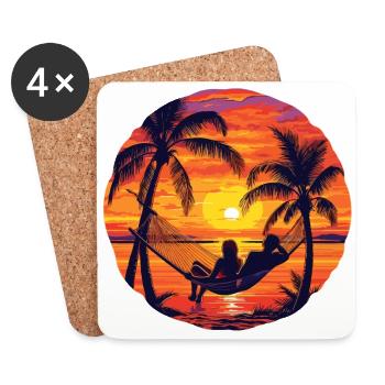Hamac Beach Sea Suset - Dessous de verre (lot de 4) - blanc - Devant