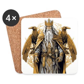 Norse god Odin with his ravens Hugin, Munin - Coasters (set of 4) - white - Front