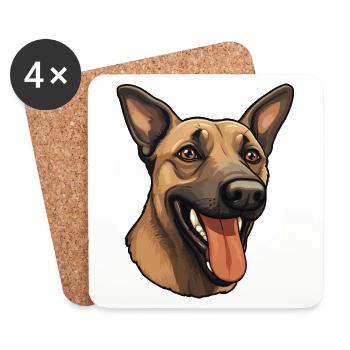 Malinois Hundegesicht Belgischer Schäferhund - Untersetzer (4er-Set) - Weiß - Vorne