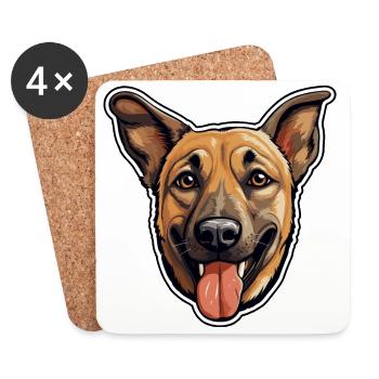 Malinois Hundegesicht - Lebendiges Woof - Untersetzer (4er-Set) - Weiß - Vorne