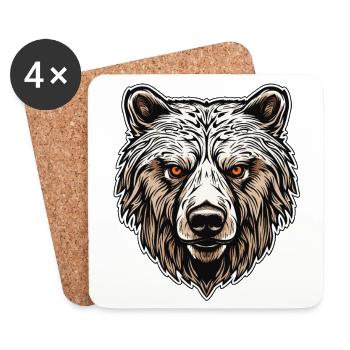 Grizzly Bear Face - Wildwood Whisperer - Coasters (set of 4) - white - Front