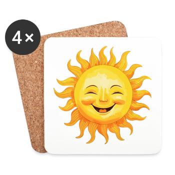 Sun Smiling - Joyful Sunshine - Coasters (set of 4) - white - Front