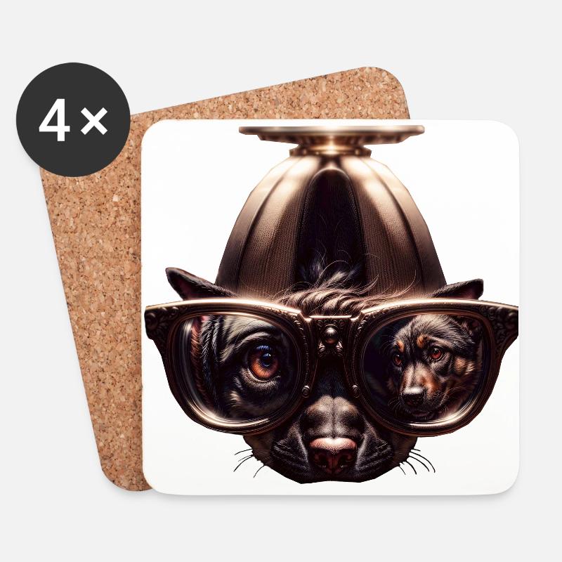 Geekhead-Dog - Untersetzer (4er-Set) - Weiß