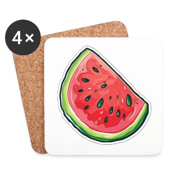 Wassermelonenscheibe - Saftige Köstlichkeiten - Untersetzer (4er-Set) - Weiß - Vorne