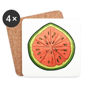 Tranche de melon - de vie - Dessous de verre (lot de 4) - blanc - Devant