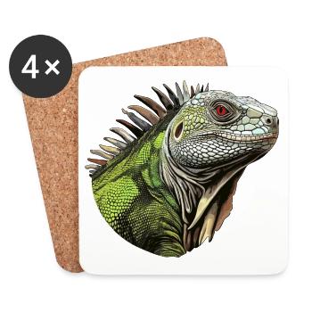 Leguan - Üppiger Mirage - Untersetzer (4er-Set) - Weiß - Vorne