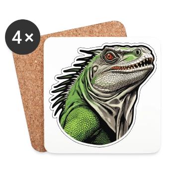 Iguane - Nature sauvage enchantée - Dessous de verre (lot de 4) - blanc - Devant