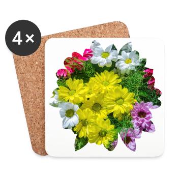 Des fleurs sur des fleurs - Dessous de verre (lot de 4) - blanc - Devant