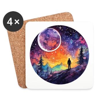 Erkundung Von Aquarellflächen - Himmlische - Untersetzer (4er-Set) - Weiß - Vorne
