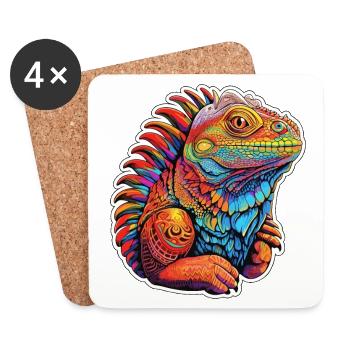 Adorable iguane - Dessous de verre (lot de 4) - blanc - Devant