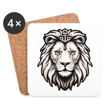 rugissement des lions - Dessous de verre (lot de 4) - blanc - Devant