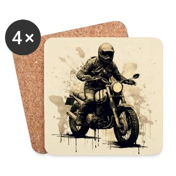 Roadrtip avec une moto vintage ! - Dessous de verre (lot de 4) - blanc - Devant