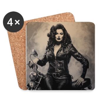 Des pin-up et des bécanes ! - Dessous de verre (lot de 4) - blanc - Devant