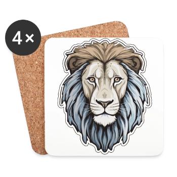 Lion Head Lion's Mane - Coasters (set of 4) - white - Front