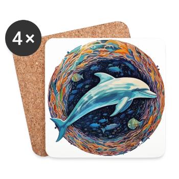 Dolphin sky depth of light - Coasters (set of 4) - white - Front