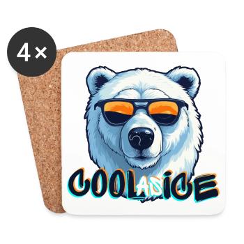 Ours polaire cool - Dessous de verre (lot de 4) - blanc - Devant