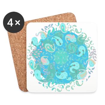 Paisley-Riffe - Untersetzer (4er-Set) - Weiß - Vorne