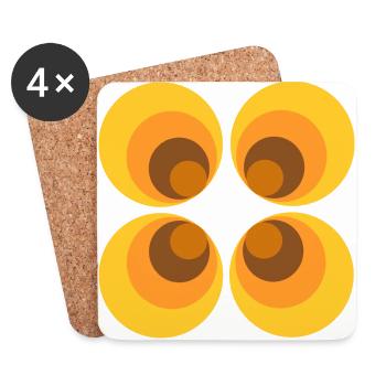 des années 70 fleur motif jaune - Dessous de verre (lot de 4) - blanc - Devant