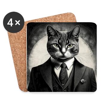 Business Cat in a Suit - Coasters (set of 4) - white - Front