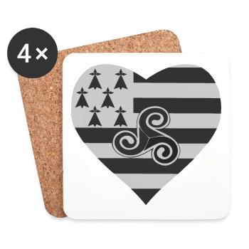 I Love Bretagne - Triskel-Herz Design - Untersetzer (4er-Set) - Weiß - Vorne