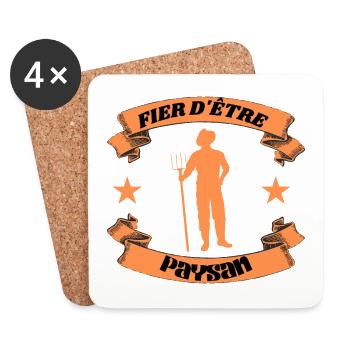 Fier d'être paysan - Dessous de verre (lot de 4) - blanc - Devant