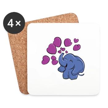 Loving Elephant - Coasters (set of 4) - white - Front