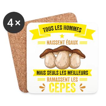 Les Meilleurs Hommes Ramassent Les Cèpes - Dessous de verre (lot de 4) - blanc - Devant
