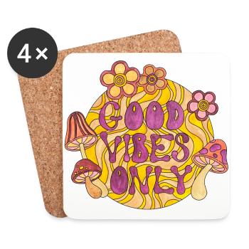 Good Vibes Only 70s Funky Groovy Flower Power 60E - Coasters (set of 4) - white - Front