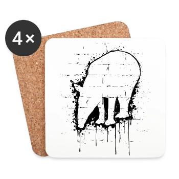 Urban Graffiti Street Art Tapir Silhouette - Coasters (set of 4) - white - Front