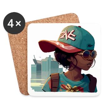 Urban Girl with Sunglasses - Coasters (set of 4) - white - Front