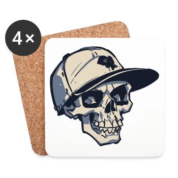 Skull with Snapback Hat - Coasters (set of 4) - white - Front