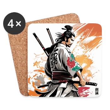 samurai with swords graphic - Coasters (set of 4) - white - Front