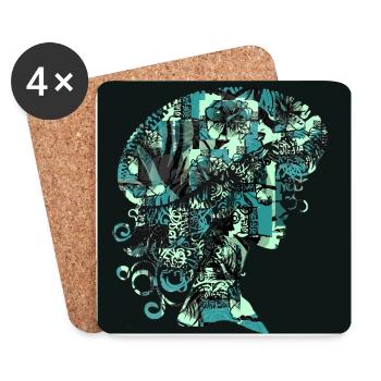 Femme bleue - Dessous de verre (lot de 4) - blanc - Devant