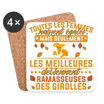 les meilleures deviennent Ramasseuses Des Girolles - Dessous de verre (lot de 4) - blanc - Devant